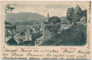 1900 Baden-Baden, Blick von der Schlossterrasse / general view from the castle terrace. Emb.