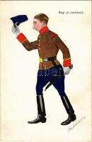 Régi jó szokások / Austro-Hungarian K.u.K. military art postcard. Rotophot 2992. s: Matavovszky