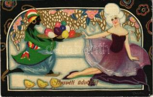 1932 Húsvéti üdvözlet / Italian art postcard with Easter greeting. Ballerini & Fratini 266. s: Chiostri (EK)