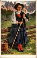 Buchenstein. Südtiroler Trachten / Italian-Austrian folklore from South Tyrol. Joh. F. Amonn s: Tiefenthaler (EK)