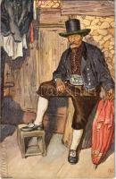 Gastein-Pongauer Trachten No. 7. Oesterr.-Ung. Volkstypen S. XVI. Salzburger I. Verlag R. Promberger / Austrian folklore art postcard, folk costumes s: Adolf Kaspar (EK)