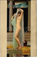 Das Bad der Psyche / Erotic nude lady art postcard. Stengel litho s: Lord Frederick Leighton (fl)