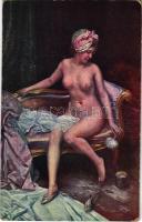 Nach dem Bade / Apres le bain / Erotic nude lady art postcard, after bath. Salon J.P.P. 1132. (EK)