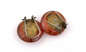 Rég borostyán fülbevaló pár, szövettel borított kis dobozban