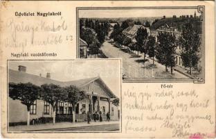 Nagylak, Nadlac; vasútállomás, Fő tér. Schillinger Jolán kiadása / railway station, main square (Rb)