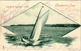 1900 Juist, Nordseebad, Segelyacht hipp hipp hurrah / sailing yacht