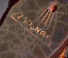 Zsolnay ugró szarvas, kézzel festett, jelzett, lepattanásokkal, 17,5x17 cm