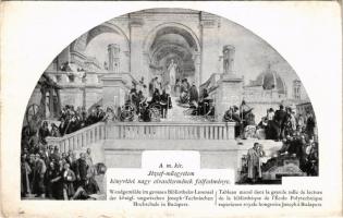 Budapest XI. József Műegyetem könyvtári nagy olvasótermének falfestménye