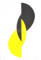 Fajó János (1937-2018): Sárga-fekete kompozíció. Szitanyomat, papír, jelzett és datált (Fajó 00), számozott (17/50), üvegezett fa keretben, 28,5x19,5 cm