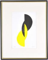 Fajó János (1937-2018): Sárga-fekete kompozíció. Szitanyomat, papír, jelzett és datált (Fajó '0...