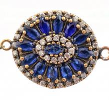 Aranyozott ezüst(Ag) medál, kövekkel, jelzés nélkül, gumírozott gyöngy karkötővel, 2,5×2,5 cm, brutt...