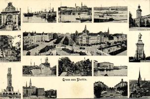 Stettin with harbour, monuments and factory (EB)