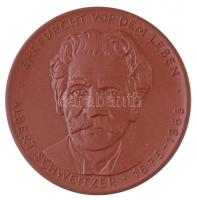 Németország DN Az élet tisztelete - Albert Schweitzer 1875-1965 kerámia emlékérem dísztokban (63mm) T:1 Germany DN Ehrfurcht vor dem leben - Albert Schweitzer 1875-1965 ceramics medallion (63mm) C:UNC