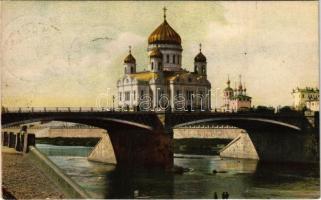 1912 Moscow, Moskau, Moscou; Cathedrale de St. Sauveur et le pont-de-pierre / Cathedral of Christ the Saviour, bridge. Scherer, Nabholz & Co. No. 13.