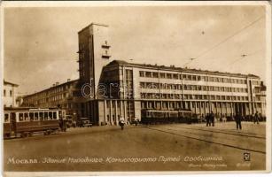 1936 Moscow, Moskau, Moscou; street view, trams, policeman, automobiles (EK)