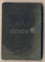 1943. "Műegyetemi Lövészegyesület 1919" szögletes Zn plakett. Szign.Szoboszlay T:2