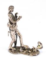 Ezüst(Ag) miniatűr figura, jelzett, m: 5 cm, nettó: 27,5 g