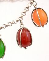 Ezüst(Ag) karkötő, extra nagy függőkkel, jelzett, h: 18,5 cm, bruttó: 29,2 g