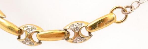 Aranyozott ezüst(Ag) karkötő, jelzés nélkül, állítható hosszúság, max: 20 cm, bruttó: 8 g