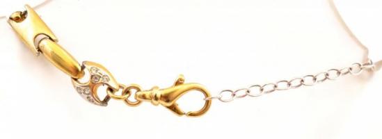 Aranyozott ezüst(Ag) karkötő, jelzés nélkül, állítható hosszúság, max: 20 cm, bruttó: 8 g