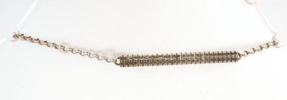 Ezüst(Ag) köves glídes karkötő, jelzett, állítható hosszúság, max: 19,5 cm, bruttó: 5,46 g