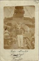 1904 Osztrák-magyar matróz egy csatahajó fedélzetén / Austro-Hungarian Navy, K.u.K. Kriegsmarine, mariner on board of a battleship, cannons, guns. photo (EK)