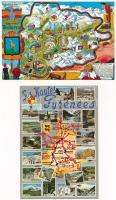 9 db MODERN külföldi képeslap: térképek / 9 modern unused map postcards with European countries