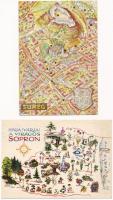 6 db MODERN magyar képeslap: térképek / 6 modern map postcards with Hungarian towns