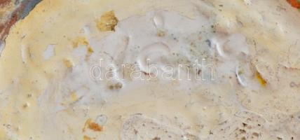 Nagy méretű retró mázas kerámia váza, olvashatatlan jelzéssel (Szilágyi?), apró kopásokkal, száján s...