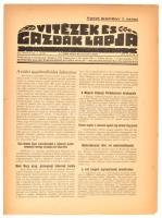 1934 Vitézek és Gazdák Lapja XII. évf. 3. sz./Vitézi Közlöny XIII évf. 1. sz., 1934. jan. 20., hiányos, egy felvágatlan ív.