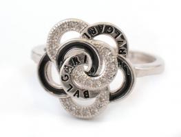 Ezüst(Ag) virágos gyűrű, Bulgari jelzéssel, méret: 55, bruttó: 3,42 g