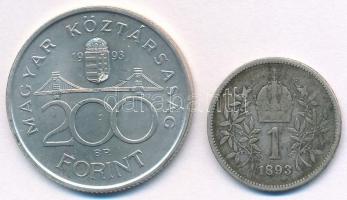 1993. 200Ft Ag "MNB" + Ausztria 1893. 1K Ag "Ferenc József" T:2,3
Adamo F13, Kr...