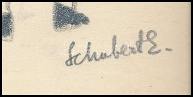 Schubert Ernő (1903-1960): Női alakok (tanulmány). Ceruza, papír, jelzett, leltári számmal, hátoldal...