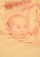 Spányik Kornél (1858-1943): Kisbaconi Benedek Márta portréja. Kréta, papír, kissé foltos, jelzett, keretben. Az ábrázolt csecsemő Spányik Kornél rokonságához tartozott és 1923-ban született, így feltételezhető, hogy a mű abban az évben vagy 1924-ben készült. 35×24 cm