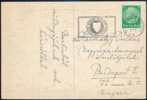 A. Tóth Sándor (1904-1980): Újévi üdvözlőlap 1938. Színes linó, saját kézírással, 15×10,5 cm