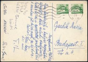 A. Tóth Sándor (1904-1980): Újévi üdvözlőlap 1968. Színes linó, saját kézírással, 15×10,5 cm