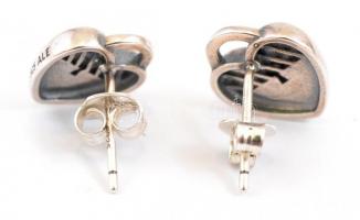 Ezüst(Ag) szívecskés lakat fülbevalópár, Pandora jelzéssel, nettó: 2,19 g