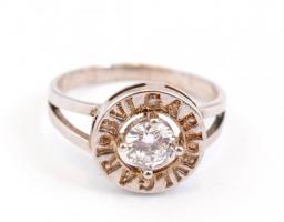 Ezüst(Ag) köves gyűrű, Bulgari jelzéssel, méret: 52, bruttó: 2,37 g