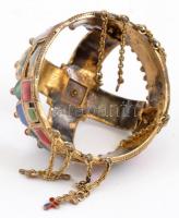 Ezüst (Ag) Magyar Szent Korona kicsinyített méretarányos másolata, aranyozott, zománcozott, jelzett,...