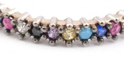 Ezüst(Ag) színes kövekkel díszített gyűrű, jelzés nélkül, méret: 56, bruttó: 1,56 g