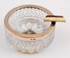 Üveg hamutartó, ezüst(Ag) peremmel, kis kopásnyomokkal, d: 5,5 cm, m: 2,8 cm