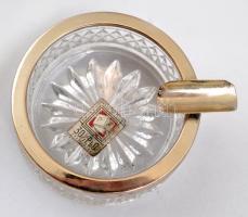 Üveg hamutartó, ezüst(Ag) peremmel, kis kopásnyomokkal, d: 5,5 cm, m: 2,8 cm