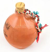 "Szeretlek Pálinka" feliratú, félmázas kerámia kulacs, parafa dugóval, jó állapotban m: 14...