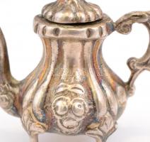 Ezüst(Ag) mini kis kiöntő, 3 db, jelzett, 2,5 - 3 - 3,5 cm, nettó: 43,7 g