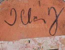 Iparművészeti Vállalatos Illés csíkos kerámia váza, jelzett,oldalán karcolással m: 23 cm