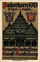 1913 Paderborn Gewerbe-Industrie u. Kunst-Ausstellung. Offiziele Austellungspostkarte 1 / German Industry and Art Exhibition and Trade Fair in Paderborn. litho advertising card