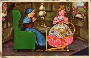 Dornröschen / The Sleeping Beauty. Amag 0345. Fairy tale art postcard (EK)