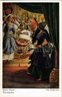 Dornröschen. Brüder Grimm / Sleeping Beauty. Brothers Grimm fairy tale art postcard. Uvachrom Nr. 3800. Serie 140. s: Otto Kubel