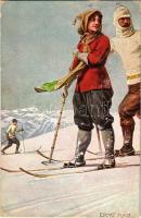 1908 Ski, winter sport art postcard. Ottmar Zieher No. 519. s: Ernst Platz (EK)