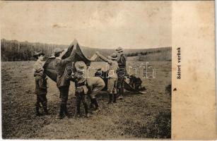 Cserkészek sátort vernek. Magyar Rotophot 677. / Hungarian boy scouts pitching a tent (fl)